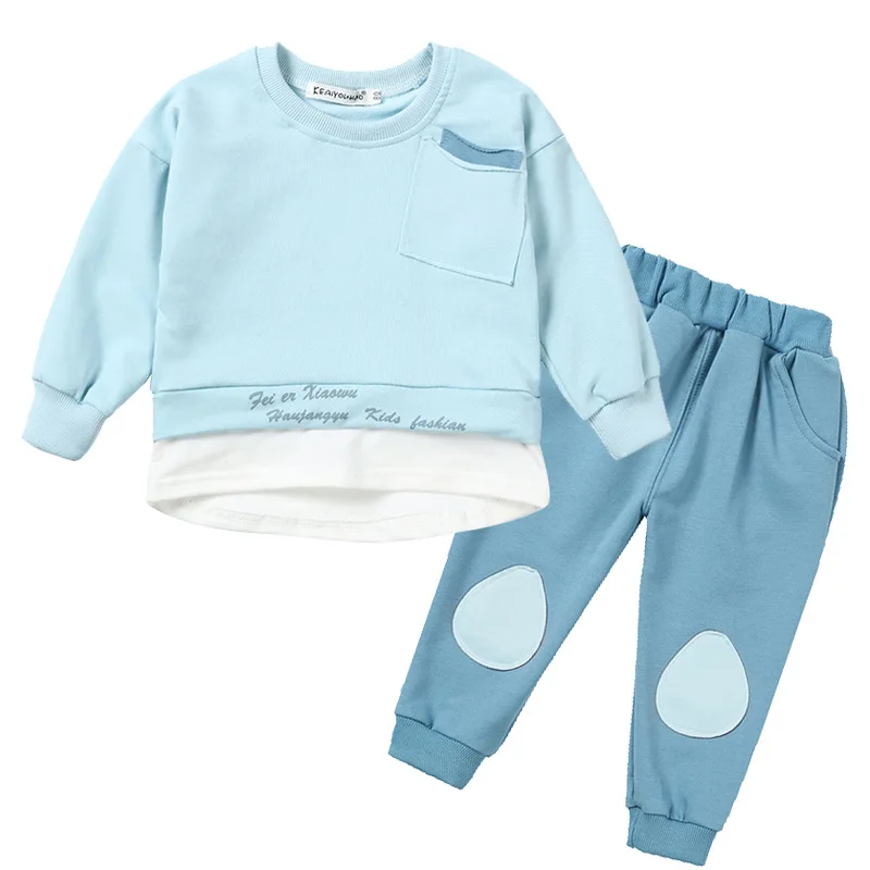 sky blue 27 Baby Boys Clothes Autumn Winter Baby Girls Clothes Set 2pcs Outfit Baby Costume For Baby Suit Infant Clothing Sets 0-5 Yrs - Цвет: sky blue 27