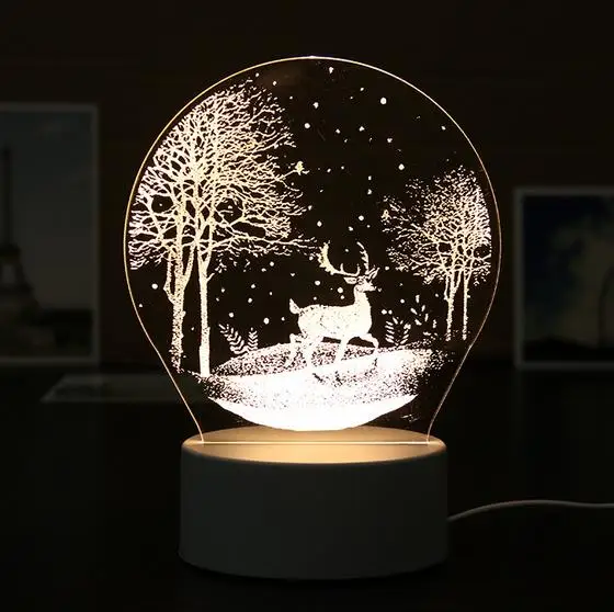 snow deer 3D смоляный ночной Светильник Светодиодный настольный светильник милый медведь любовь замок Настольный светильник ABS+ Смола мульти-дизайн подарочная лампа для детской спальни - Цвет абажура: snow deer