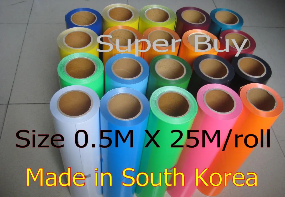 

One Roll PU heat transfer Vinyl film 0.5mx25M Made in South Korea high quality Choose from 27 colors For T-shirt print