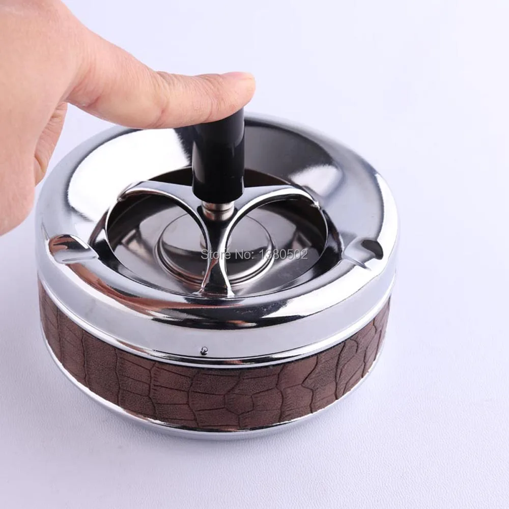 Stainles steel unique design pressing smokeless cigarette ashtray with lids cenicero | Дом и сад