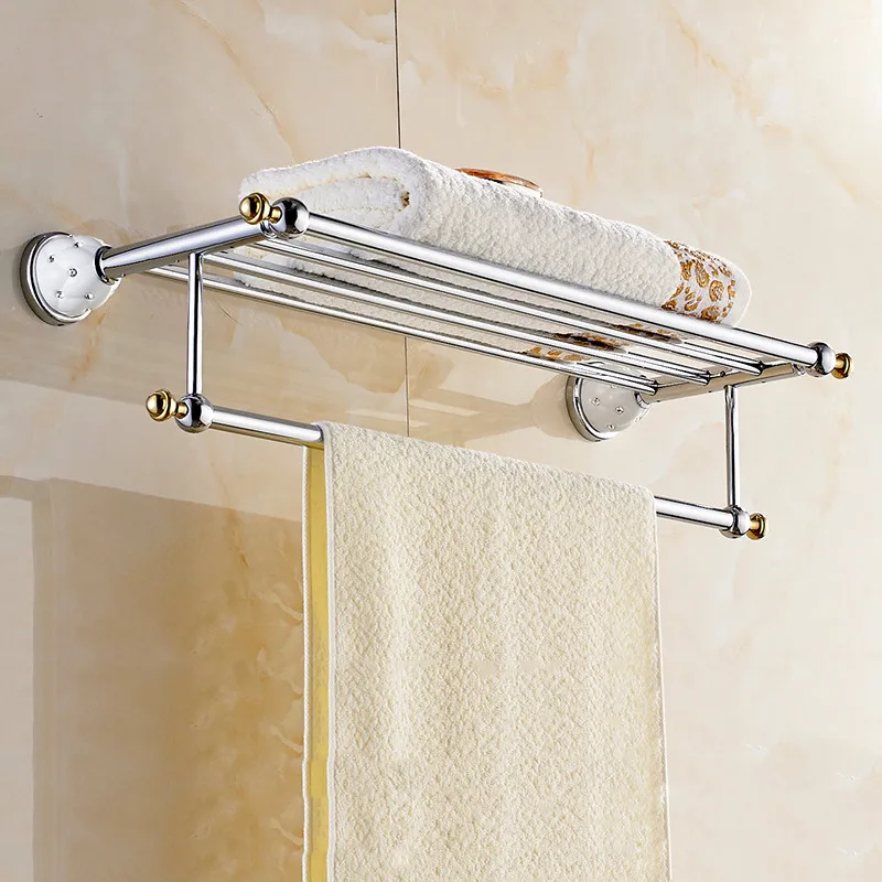 Ванная комната полки 2 уровня твердая латунь золотой Полотенца стеллажи для