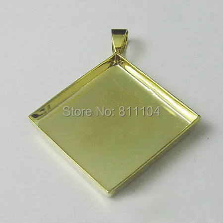 

16/20/25mm New Golden tone Plated Square Deep Wall Bezel cups w/ a bail Cabochons Pendant Setting Blank Bases Findings Wholesale
