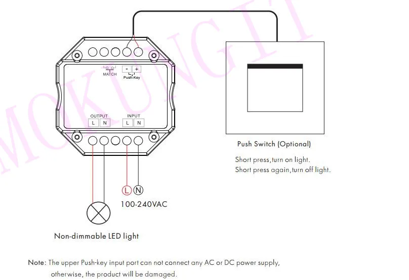 Незатемняемый 100-240VAC 1.5A RF 2,4 GHz кнопочный переключатель SS-B RF Smart switch выход 100-240VAC 2A 480 W умный переключатель с релейным выходом
