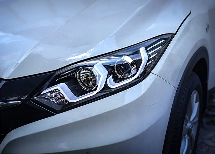 2 шт. светодиодный фары для Honda VEZEL- Автомобильный светодиодный свет двойной ксеноновые линзы автомобильные аксессуары Габаритные огни противотуманный свет