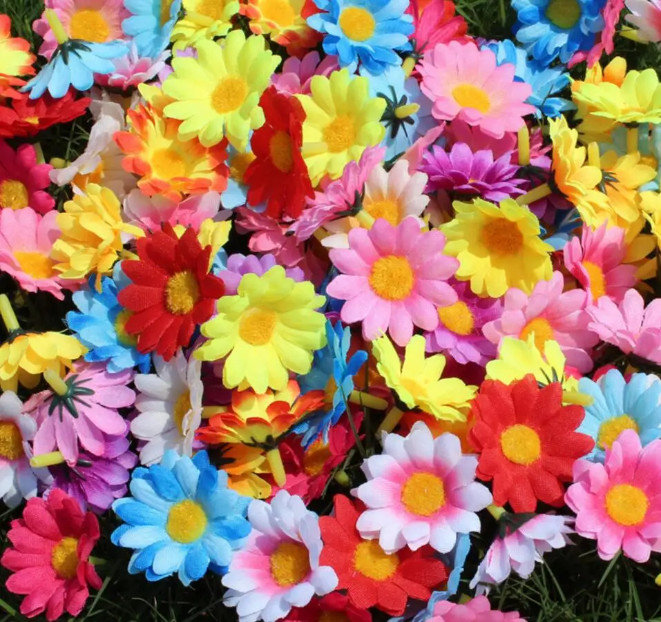 

500pcs 4cm Silk Sunflowers Flowers For Wedding Party Home Hotel Grass Lawn Venue Decoration Multiple Colors Pick