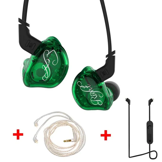 AK KZ ZSR 2BA+ DD наушники в ухо арматура с динамической гибридной гарнитурой HIFI бас шумоподавления наушники с замененным кабелем ZST - Цвет: Green no mic 3 cable