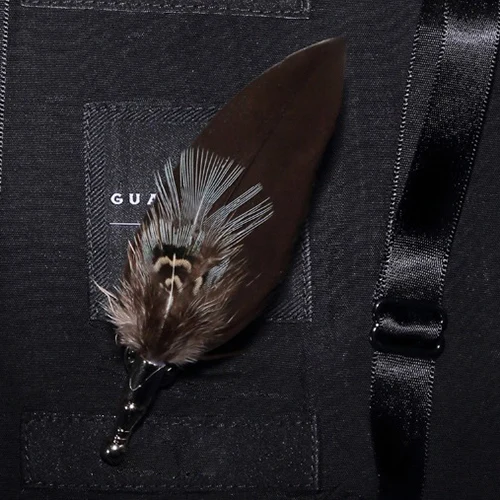 30 brooch GUSLESON, новинка, ручная работа, мужская кожаная и перьевая брошь для галстука-бабочки, предварительно завязанный Галстук-бабочка для свадебной вечеринки с подарочной коробкой - Цвет: 30 brooch