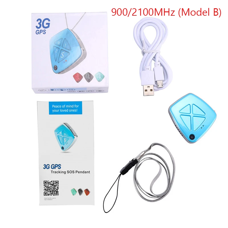 blue B Личное ожерелье 3g gps трекер датчик падения камера фотосъемка 2 способа телефонный звонок кнопка SOS помощь персональный локатор для пожилых людей - Цвет: blue B
