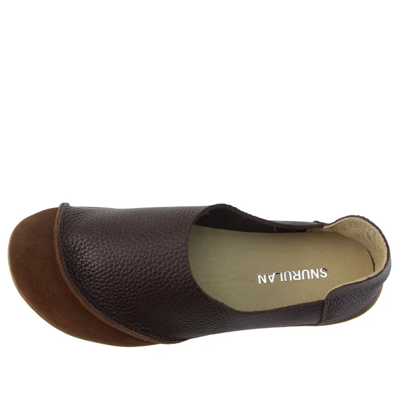 

SNURULAN (35-42)Women Shoes Hand-made Genuine Leather Ladies Flat Shoes Round Toe Slip on Loafers Moccasins Women Footwear