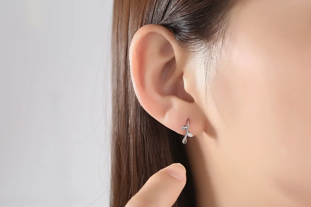 Wholesale Jewelry Elegant Earrings for Girl Wedding Gift Sterling Silver Stud Women Free Box Leaf Design | Украшения и аксессуары