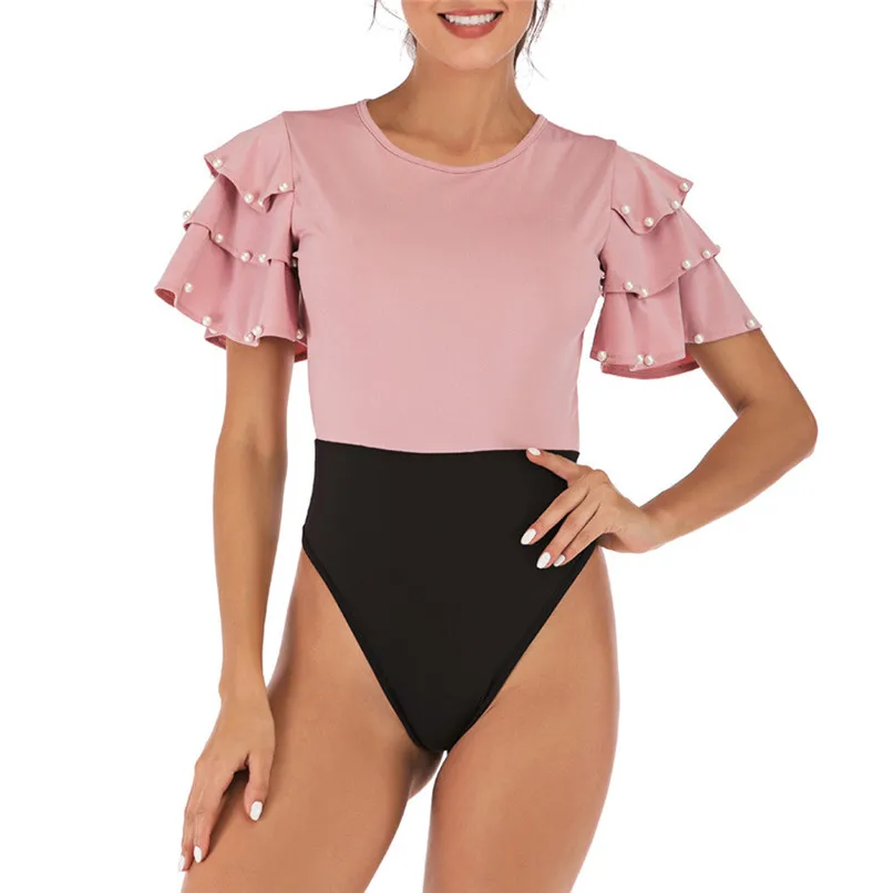 Женский комбинезон с оборками сексуальный коротким рукавом повседневные