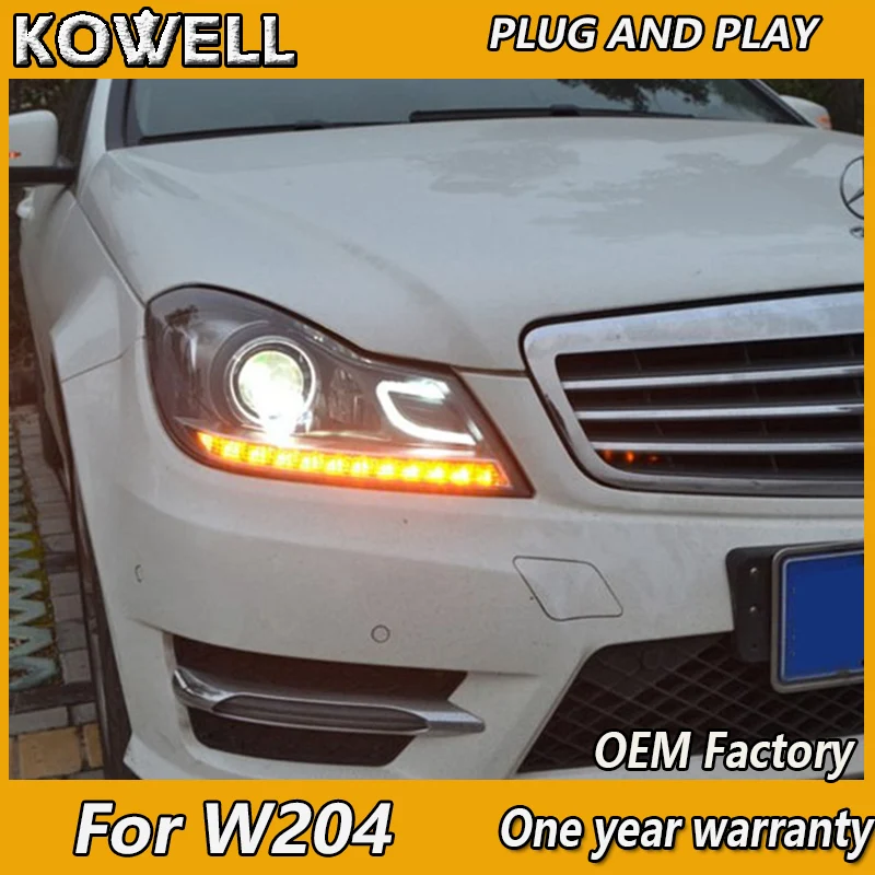 

Автостайлинг KOWELL для Benz W204 фары 2011 2012-2014 C180 C200 C260 светодиодные фары drl H7 hid Биксеноновые линзы ближнего света