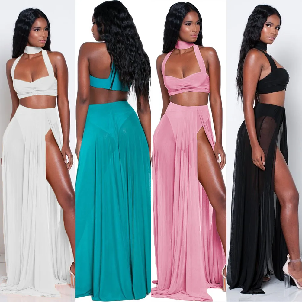 Летние пляжные платья для женщин комплект из 2 предметов сексуальное платье с