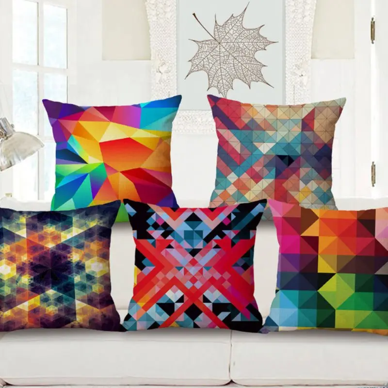 Zhuimenglong Square Linen Blend Geometric Decorative Chair Pillow Modern Cushion Garden Sitting Cojines Almofadas 45*45cm | Дом и сад