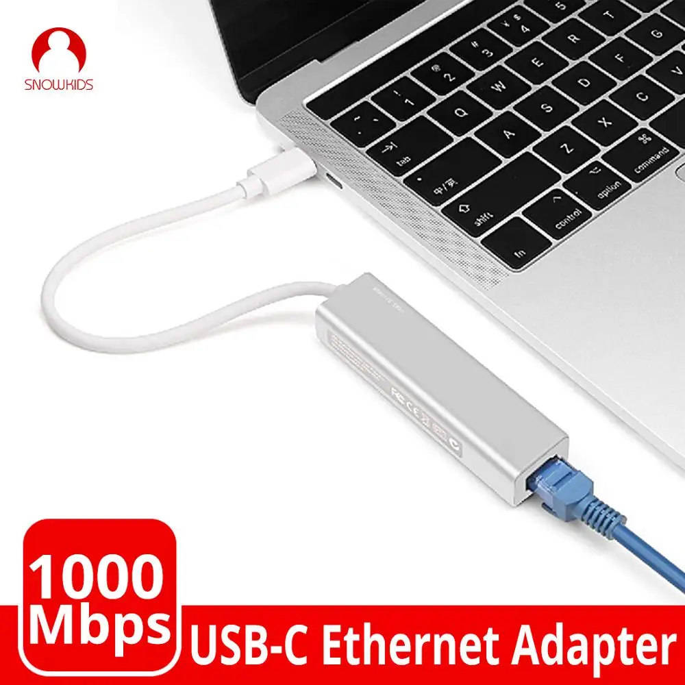 Snowkids 1000 Мбит/с Тип C RJ45 Ethernet LAN адаптер концентратор сетевой алюминиевый корпус