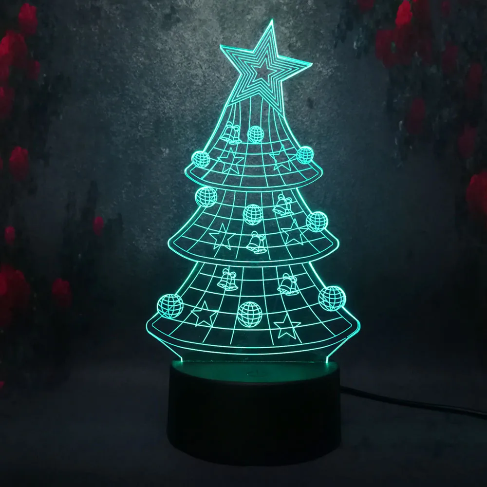 3D лампа многоцветная звезда Рождественская елка светодиодный ночник домашний
