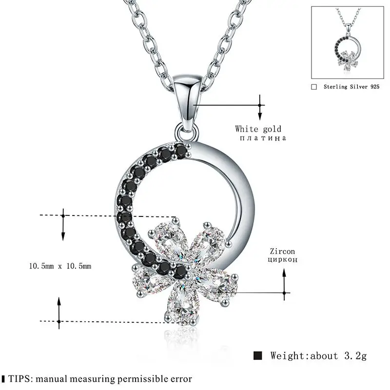 Женское ожерелье с подвеской в виде цветка из серебра 3 2 пробы 925 г | Украшения и