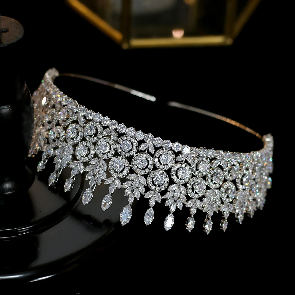 Lujo CZ свадебные золотые/серебряные короны аксессуары для el cabello Joyeria de boda Tocado Novia Corona femenina Conjunto de diseno