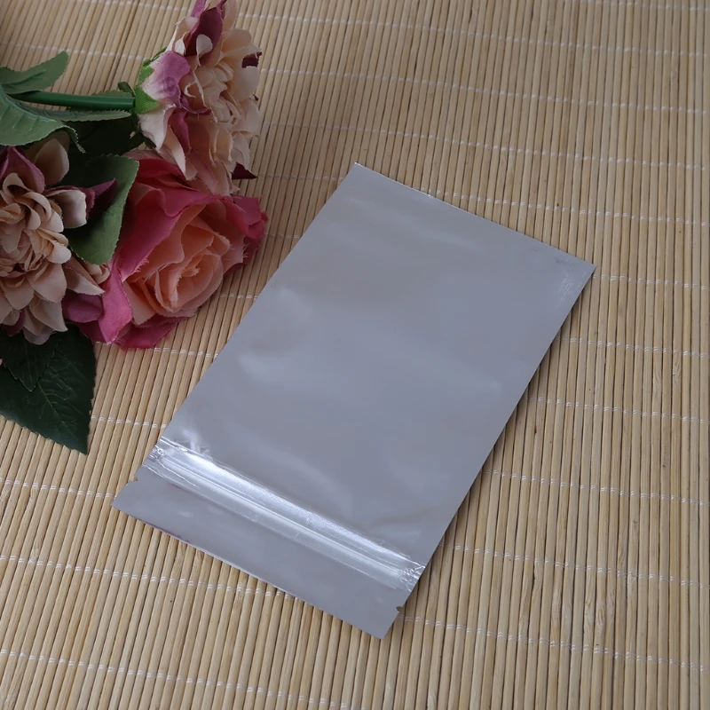 50 шт 10x17,5 см серебряная алюминиевая фольга майлар Recloeable Ziplock сумка Передняя прозрачная герметичная# Sep.07
