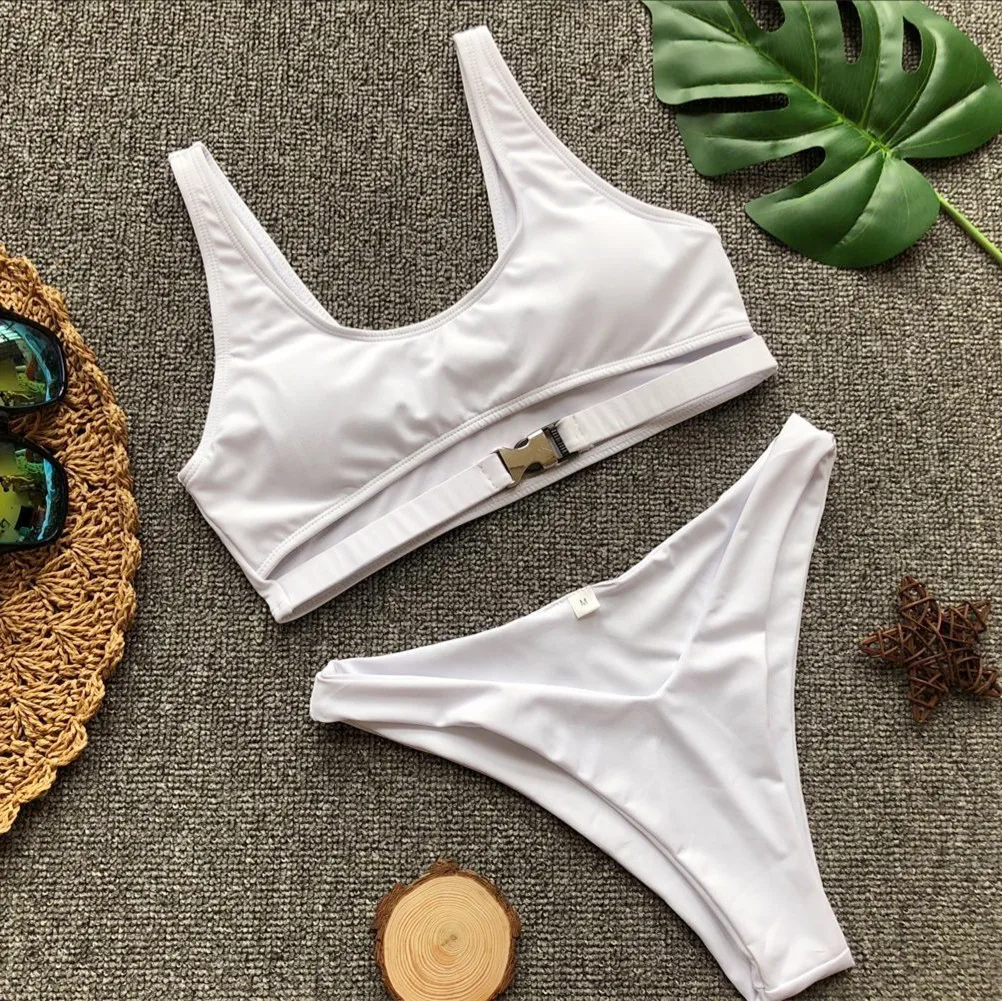 2020 сексуальный женский купальник Женский Белый бандажный комплект бикини