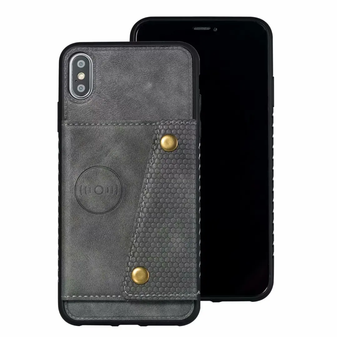 Серый Чехол для Iphone 8 7 6 6s Plus 11pro в виде кошелька, с карманом для карточек чехол для Iphone 11 pro Xs Max X Xr Xs Etui PU кожаный чехол для карт - Цвет: Серый