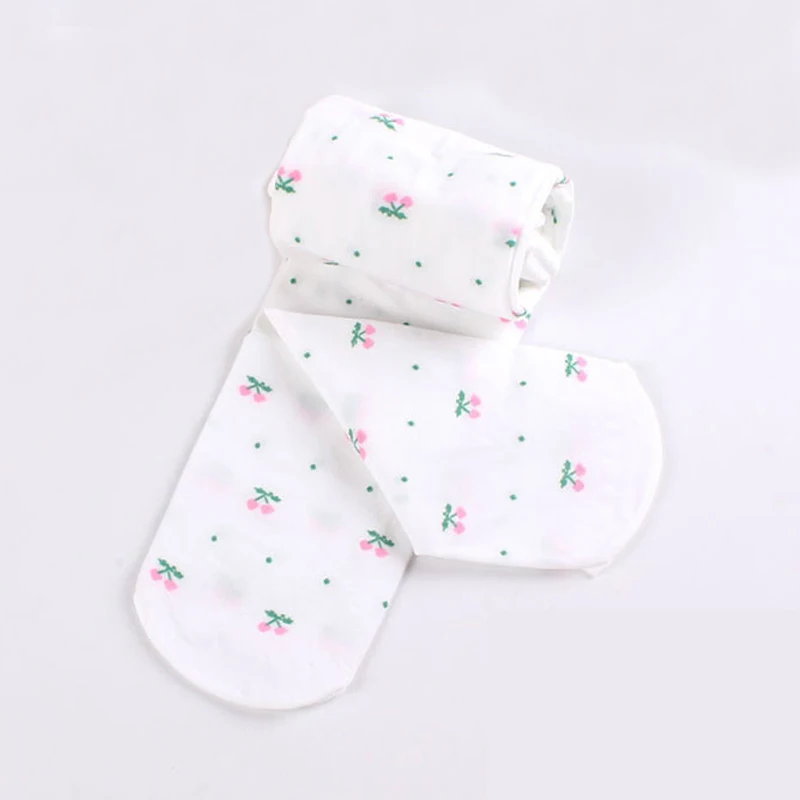 2017 весенние и осенние колготки для девочек с бархатным рисунком вишни детские