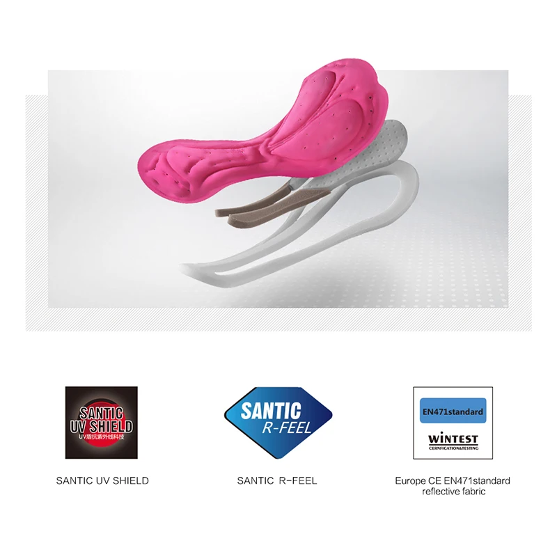 Santic велосипедки женские шорты с подкладкой для велоспорта Pro Fit Coolmax 4D Pad