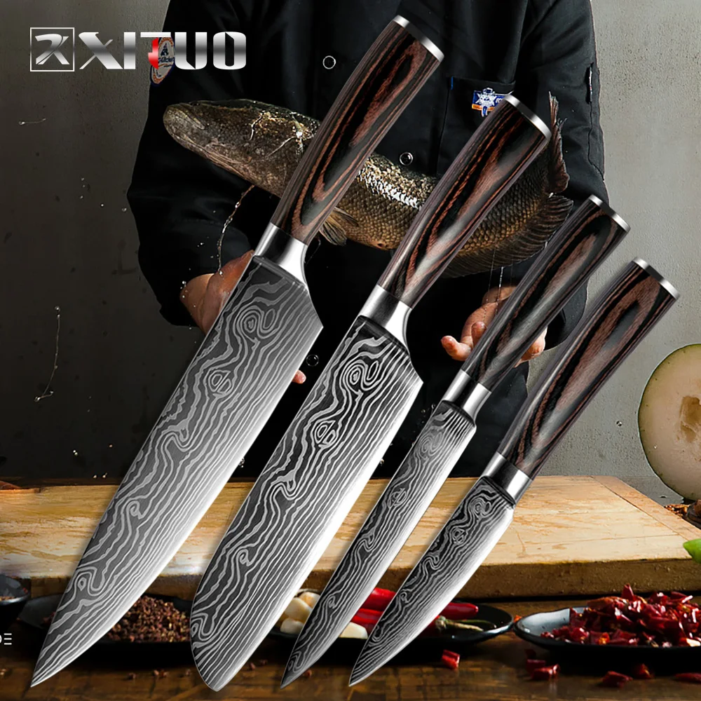 XITUO новые кухонные ножи для салонов красоты Santoku нарезка шеф повара Дамасские