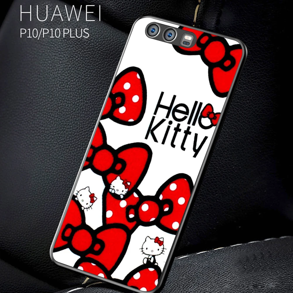 Черный чехол для телефона из ТПУ для huawei P20, чехол с рисунком hello kitty для huawei P20 lite mate 10 Lite, роскошный чехол - Цвет: K0700304