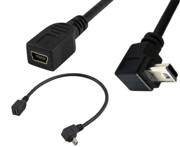 Изгиб 90 градусов град мини USB удлинитель зарядный кабель MINI T port Мужской автобус MP4
