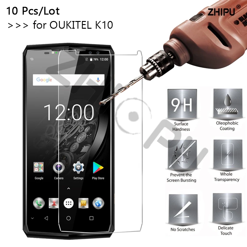 10 шт./партия 2.5D 0,26 мм 9H Премиум Закаленное стекло для OUKITEL K10 6,0 дюймов протектор экрана закаленное защитное стекло