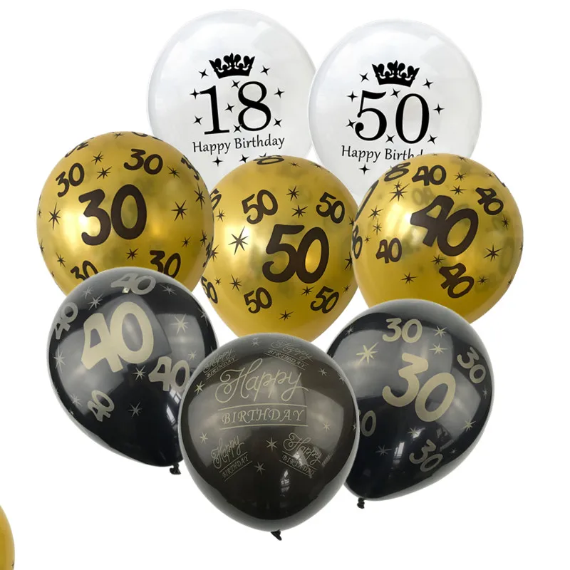 

5pc Inflatable Confetti Balloons 12 Inch Latex Happy Birthday Eid Mubarak Balloons 18 30 40 50 Anniversary Party Decoration