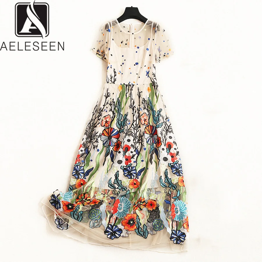 AELESEEN Роскошные вышивки Vestido платья 2019 новые летние модные женские туфли с