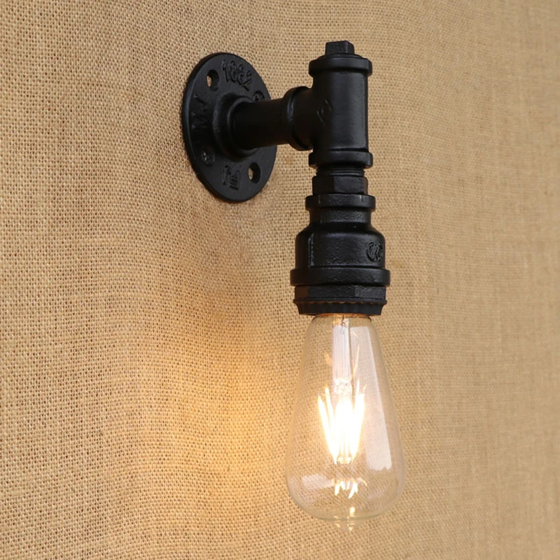 

Retro Loft Industrial Water pipe LED wall lamp metal rust vintage sconce LED light for living room bedroom restaurant bar 220V