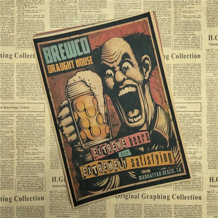 Funny Retro BEER Cheers Vintage Poster Kraft Paper Adornment Movie Posters Wall Stickers | Дом и сад