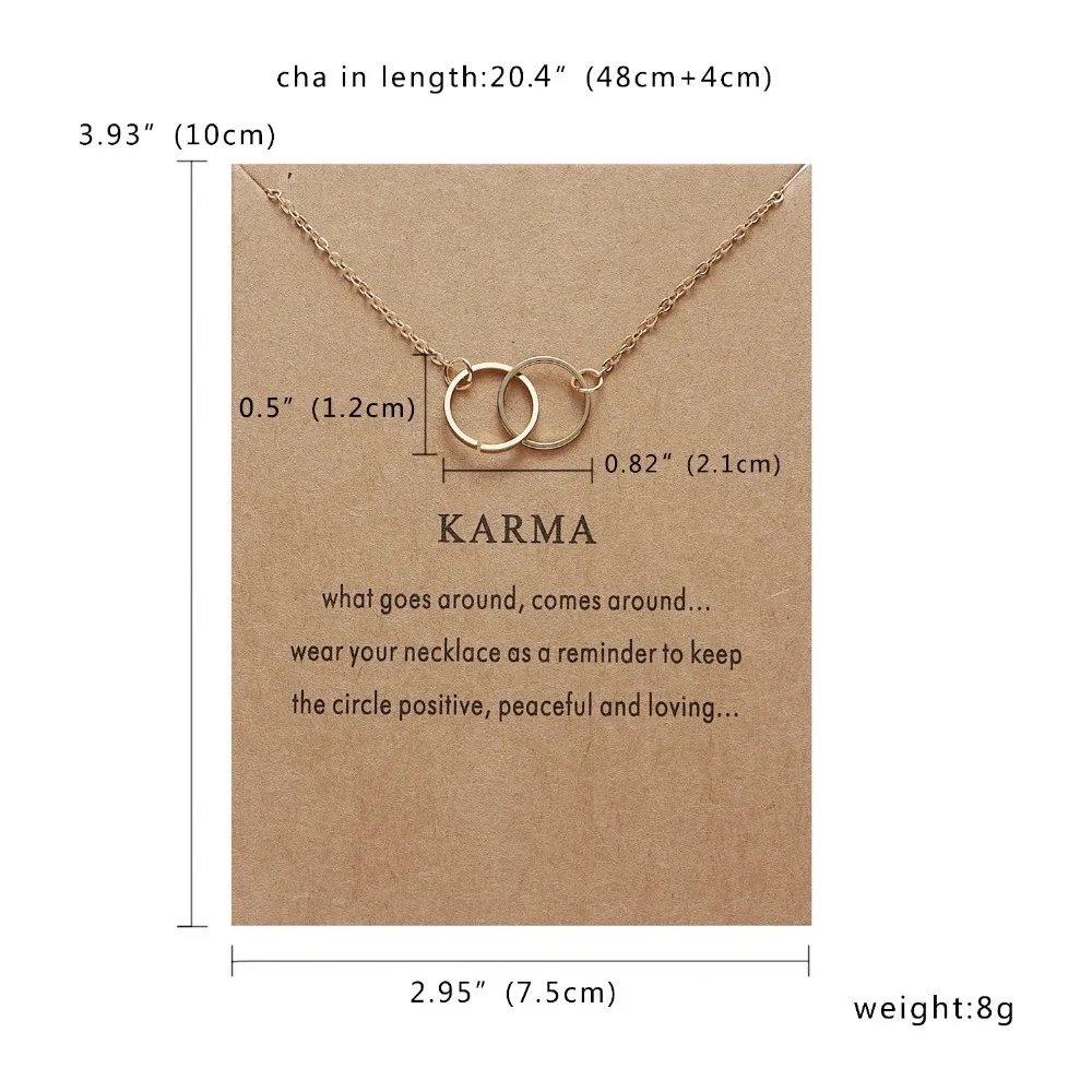 Новинка простая Золотая Короткая подвеска KARMA Chian Circle колье чокер с изображением