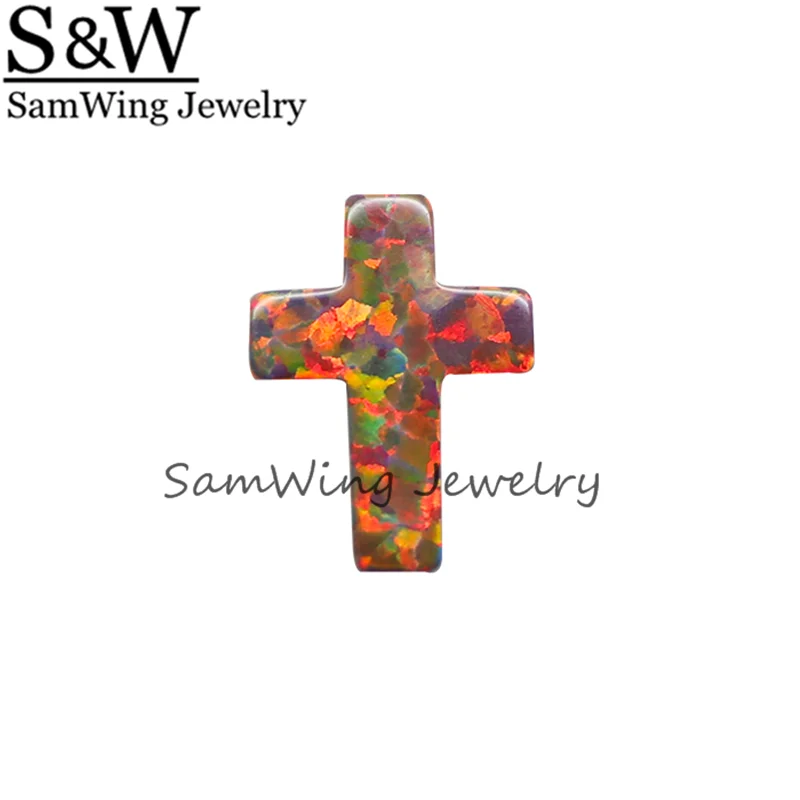50PCS/ lot Wholesale 9x12mm Fire Opal Latin cross natural opal necklace pendant Special style for women Religious Jewelry | Украшения и