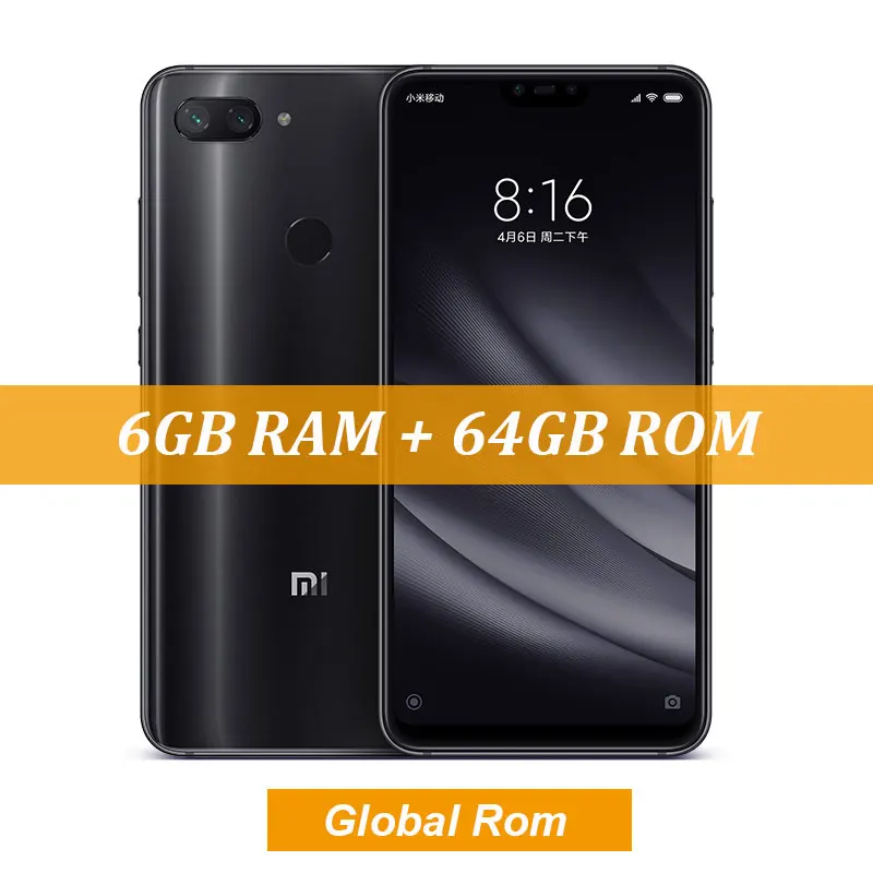 6GB 64GB Black Глобальная ПЗУ Xiaomi mi 8 Lite 6 GB 64 GB Snapdragon 660 AIE Octa Core 6,2" 1080 P смартфон mi UI IR Face ID двойная камера 24MP - Цвет: 6GB 64GB Black