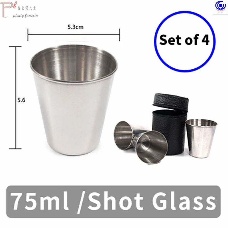 75ml 4 pcs with bag Открытый складной портативный путешествия 4 шт. в сумке 304 чашки из нержавеющей стали набор Бесплатные сумки Вино Пиво Виски чай чашки наборы - Цвет: 75ml 4 pcs with bag