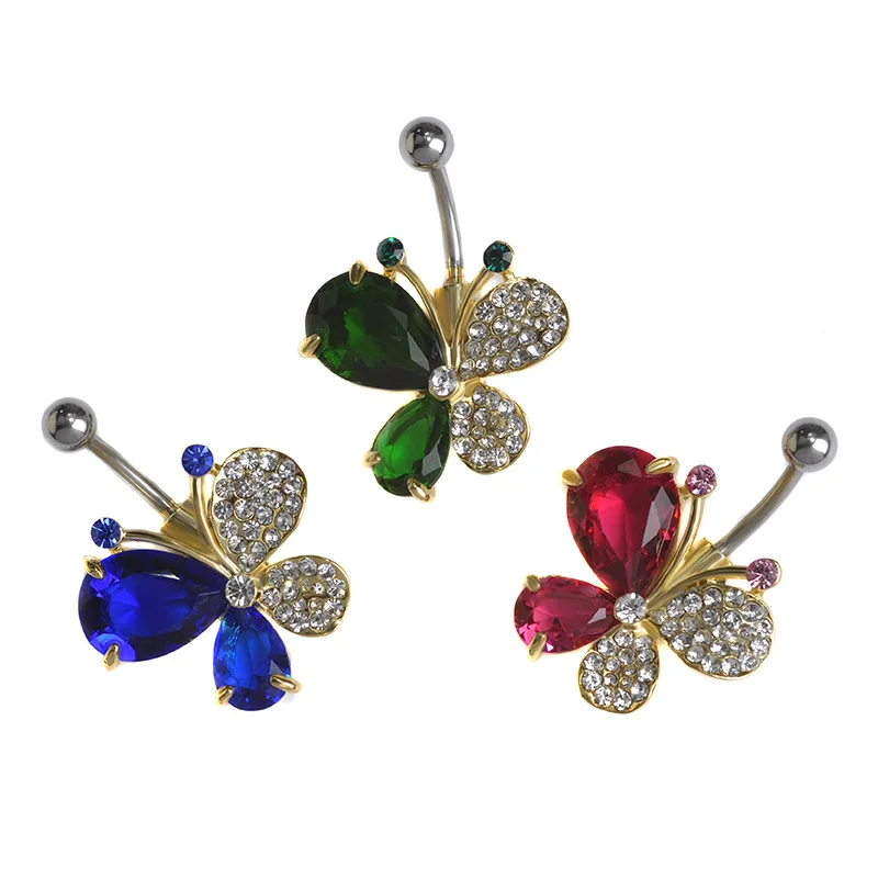 Большие стразы Groot бабочка Перцовый пупок пупка кольцо для живота