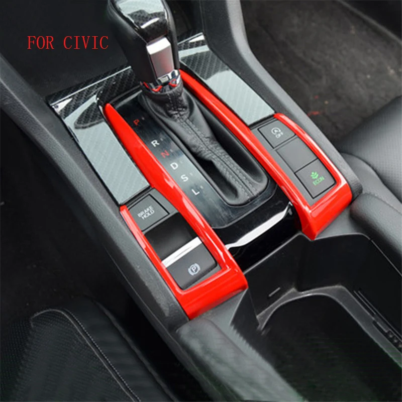 

fit for Honda Civic 2016 2017 2018 10th Moulding Carbon Fiber Style Gear Shift Knob Box Panel Decoration Frame Stickers Cover