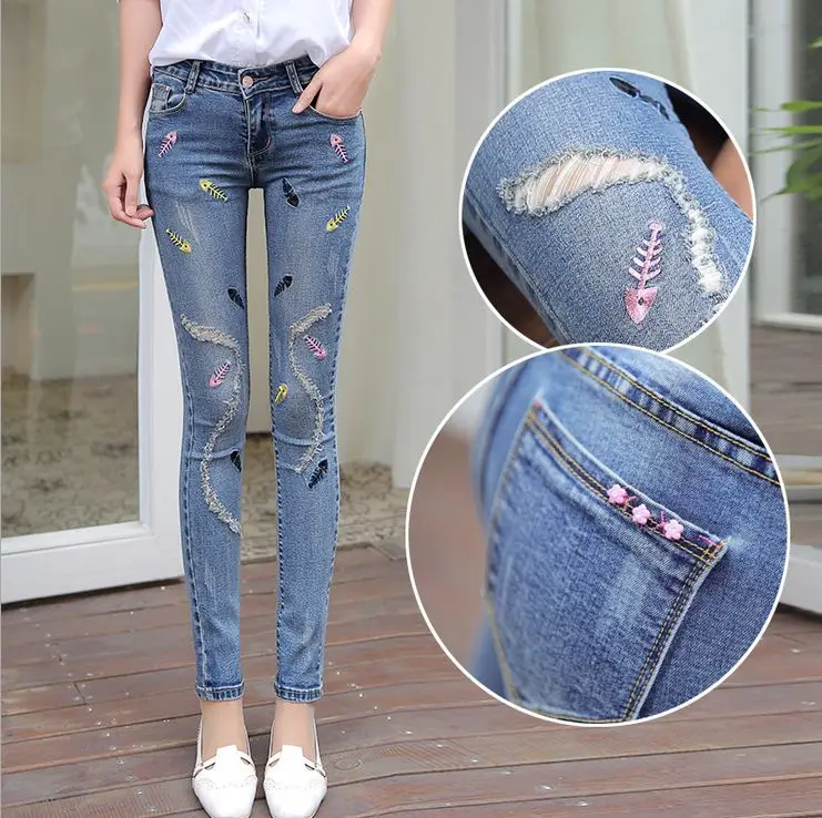 Новый модный бренд 2017 обтягивающие джинсы для женщин эластичные джинсовые узкие