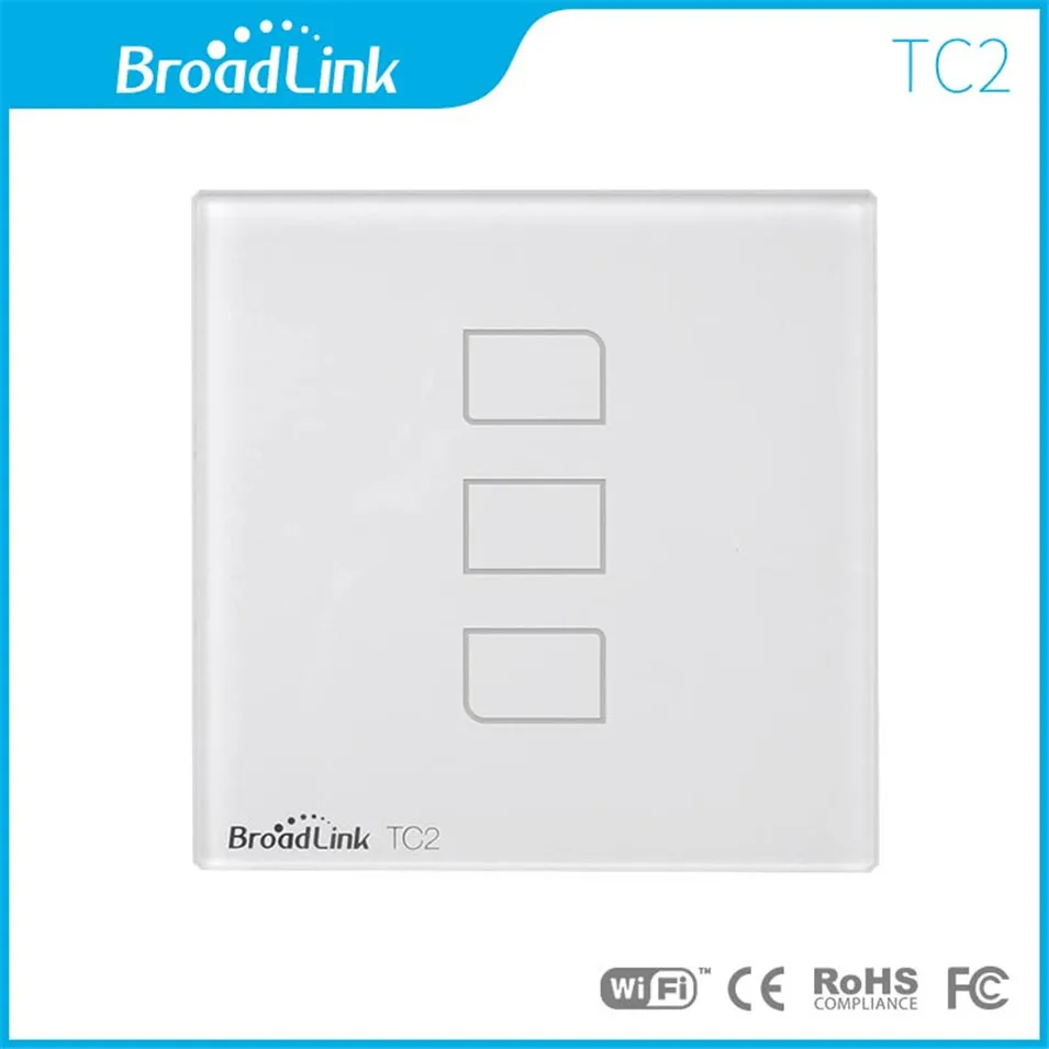 Умный настенный сенсорный выключатель Broadlink TC2 с Wi Fi 3 х клавишное управление