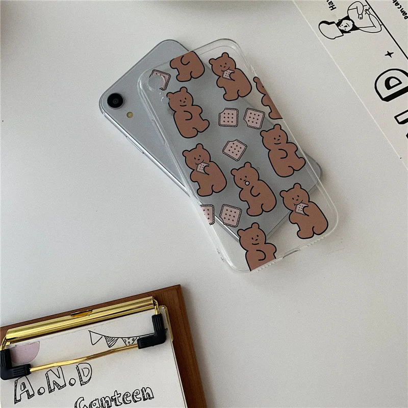 Прозрачный чехол с милым медведем печенья для iphone 7 8 силиконовый мягкий