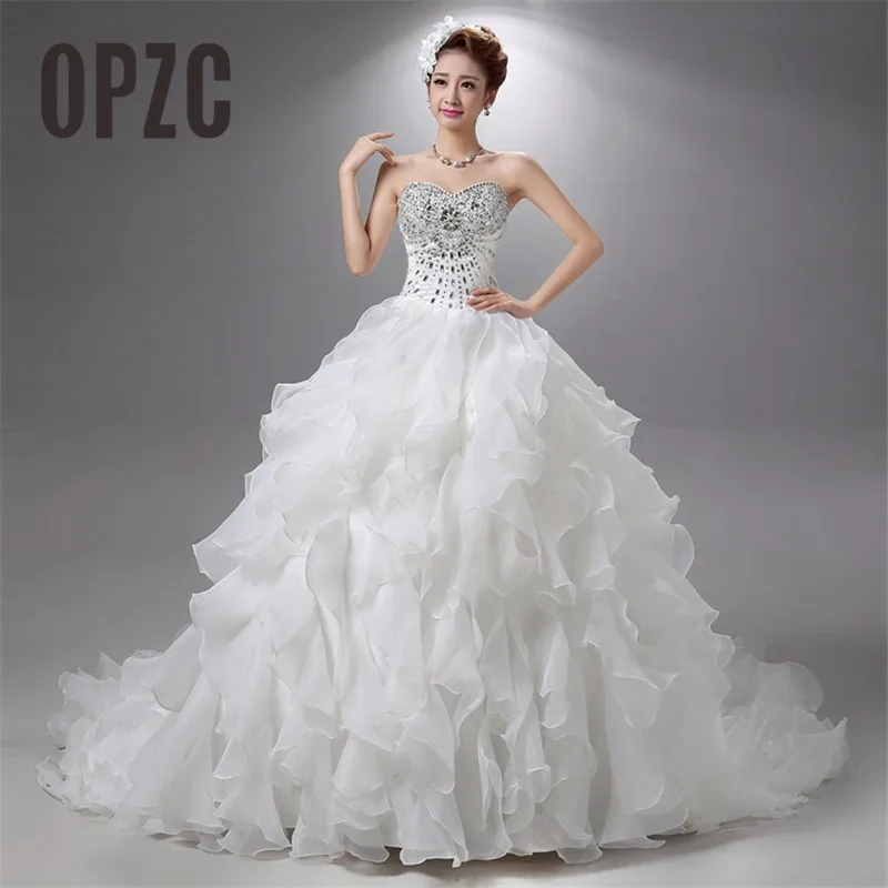 Vestido De Noiva Роскошные хрустальные без бретелек кружевные бальные Свадебные платья