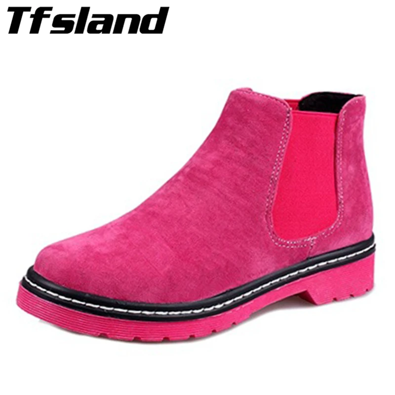 Женские пикантные замшевые кожаные ботинки на плоской подошве для отдыха