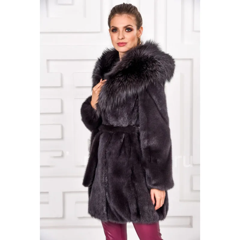 FURSARCAR Manteau Femme Hiver Женская норковая шуба пуховик с лисьим меховым воротником 2018