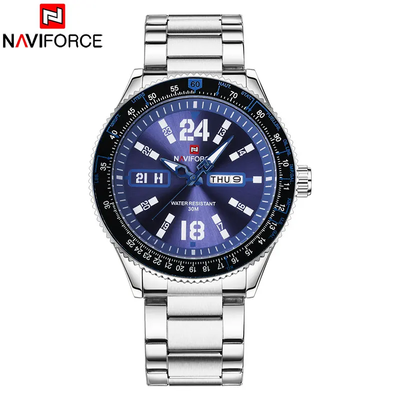 NAVIFORCE Брендовые мужские часы Роскошные Спортивные кварцевые 30 м