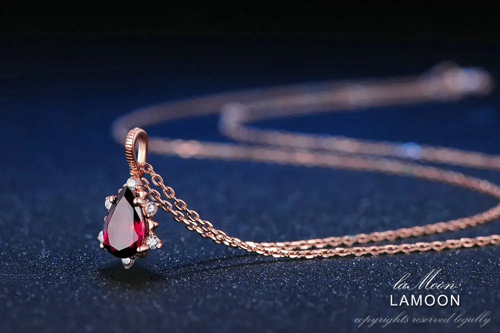 LAMOON Груша 5x7 мм 1ct натуральный Апатит 925 пробы серебро Ювелирная подвеска с цепочкой Цепочки и ожерелья LMNI023