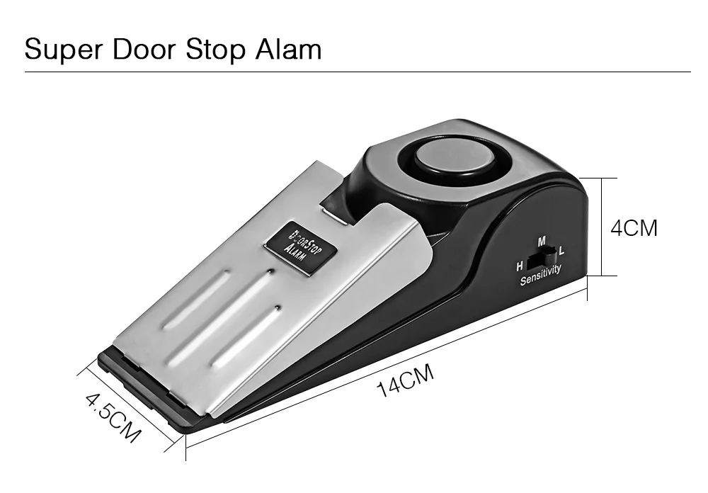 5ps Anti-theft Burglar Stop System Security Home Wedge Shaped Door Stop Stopper Alarm Block Blocking System 125 dB